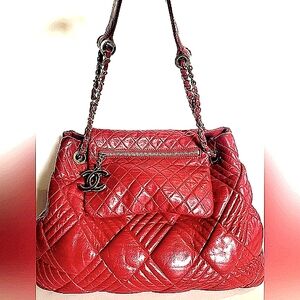 Chanel Red Quilted Leather Bag